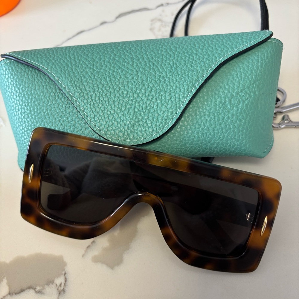 Loewe Brown and Green Glasses with Oversized Tortoiseshell Frames